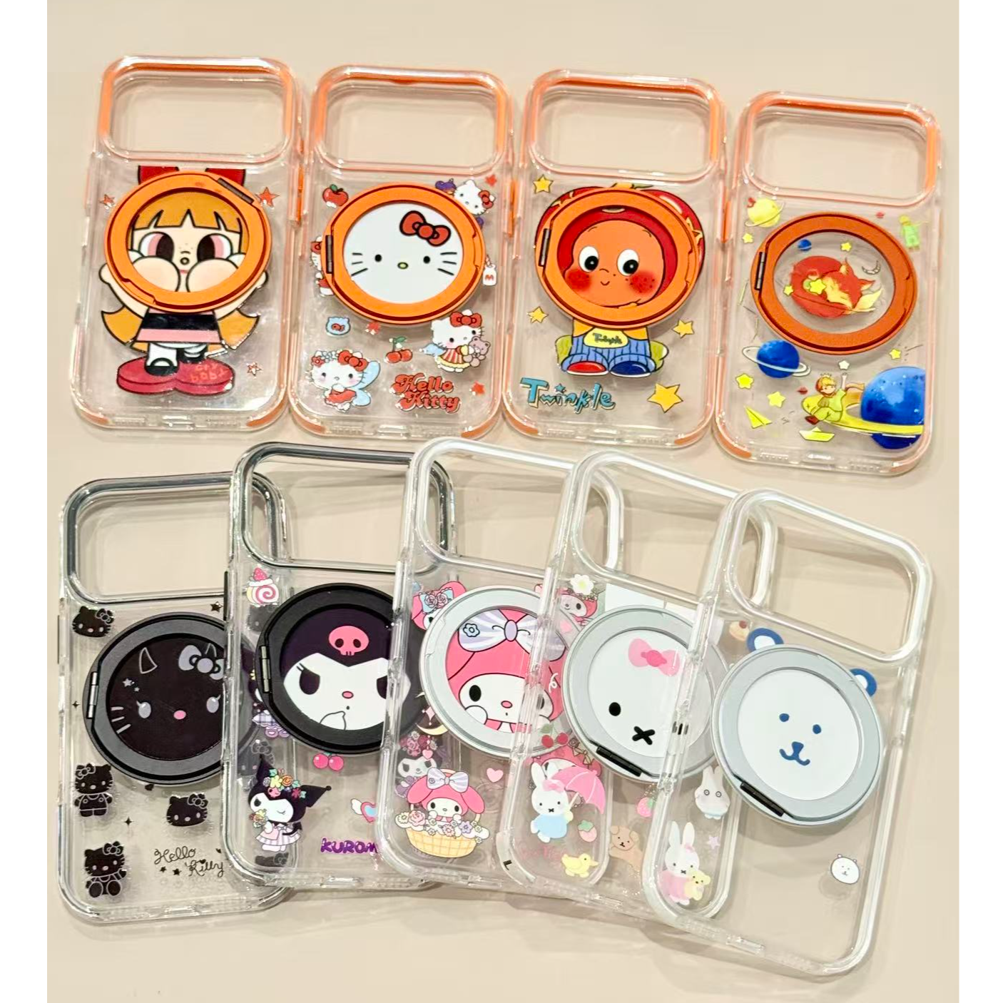 可爱kitty米菲兔透明支点手机壳适用苹果17promax/16卡通防摔