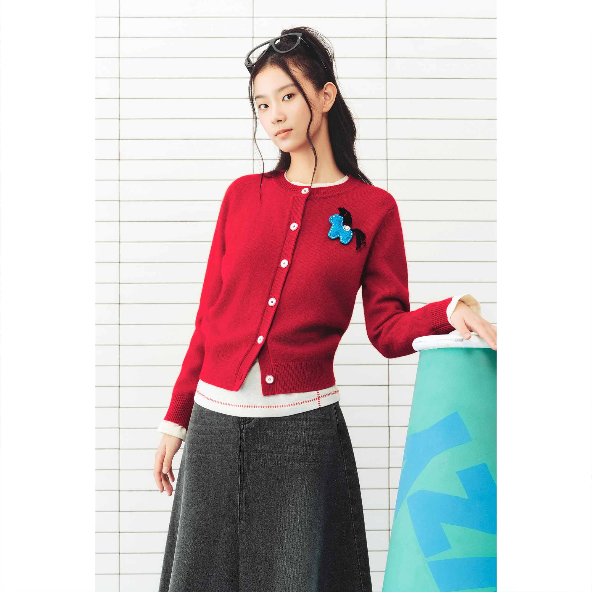 ToyzY2026春季新款红色针织开衫ZC36106270