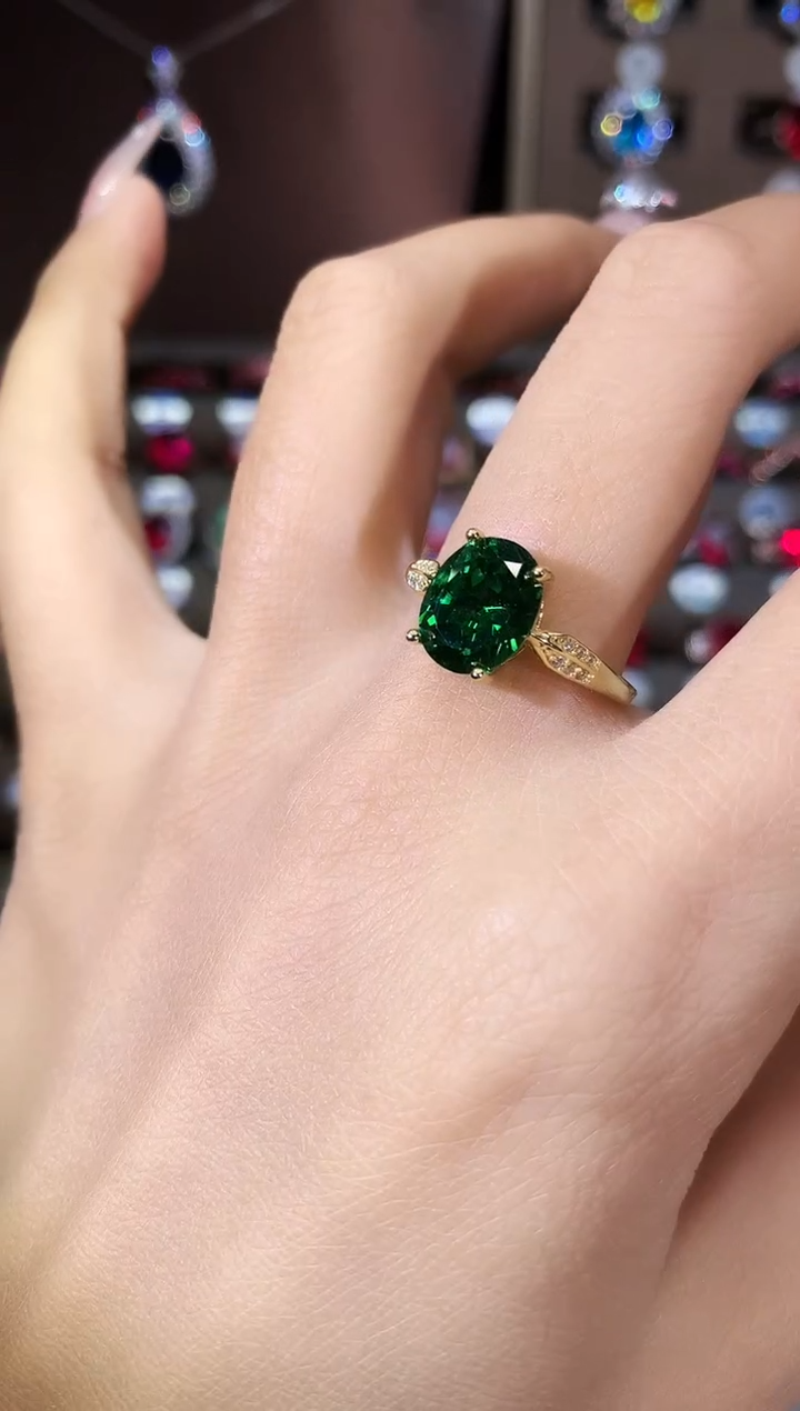 银S925镶嵌戒指碧玺810金色