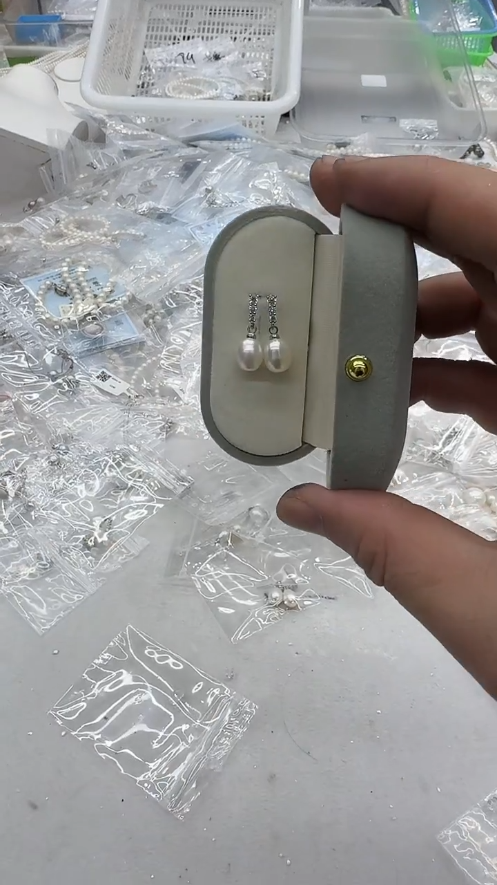 未镶嵌耳坠淡水珍珠8mm 水耳