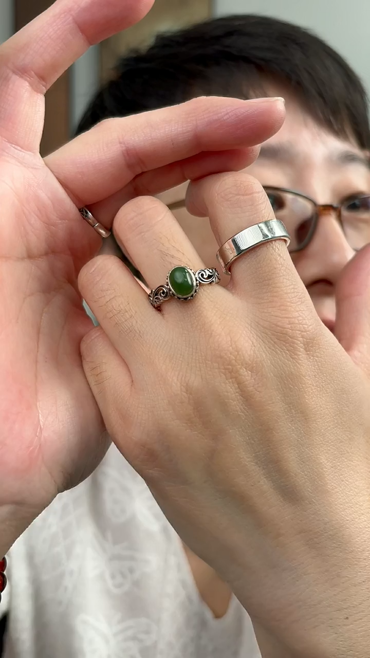 无925银纯银戒指绿珠47