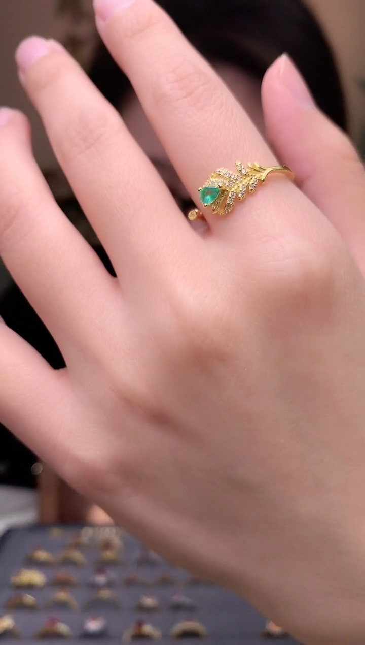 【闪购商品】祖母绿戒指银S925镶嵌戒指