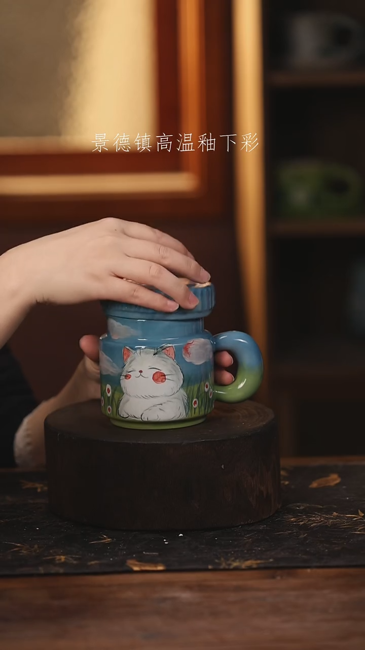 陶瓷景德镇高温釉下手绘陶瓷@L@400