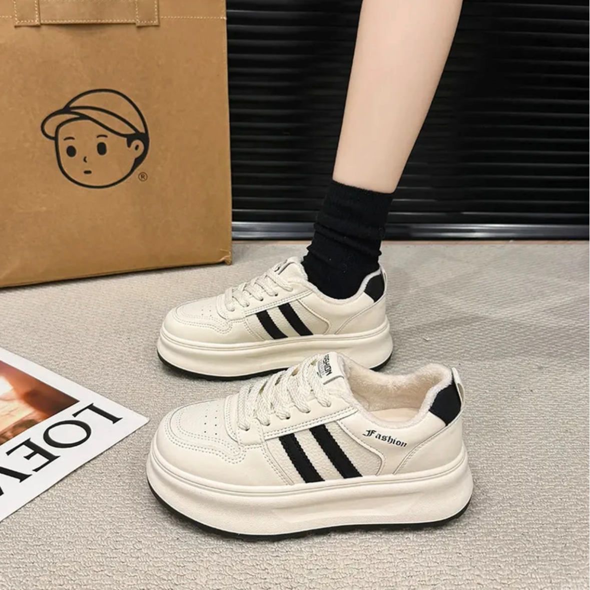  厚底小白鞋女款2025年秋冬新款增高板鞋百搭休闲学生女鞋L06