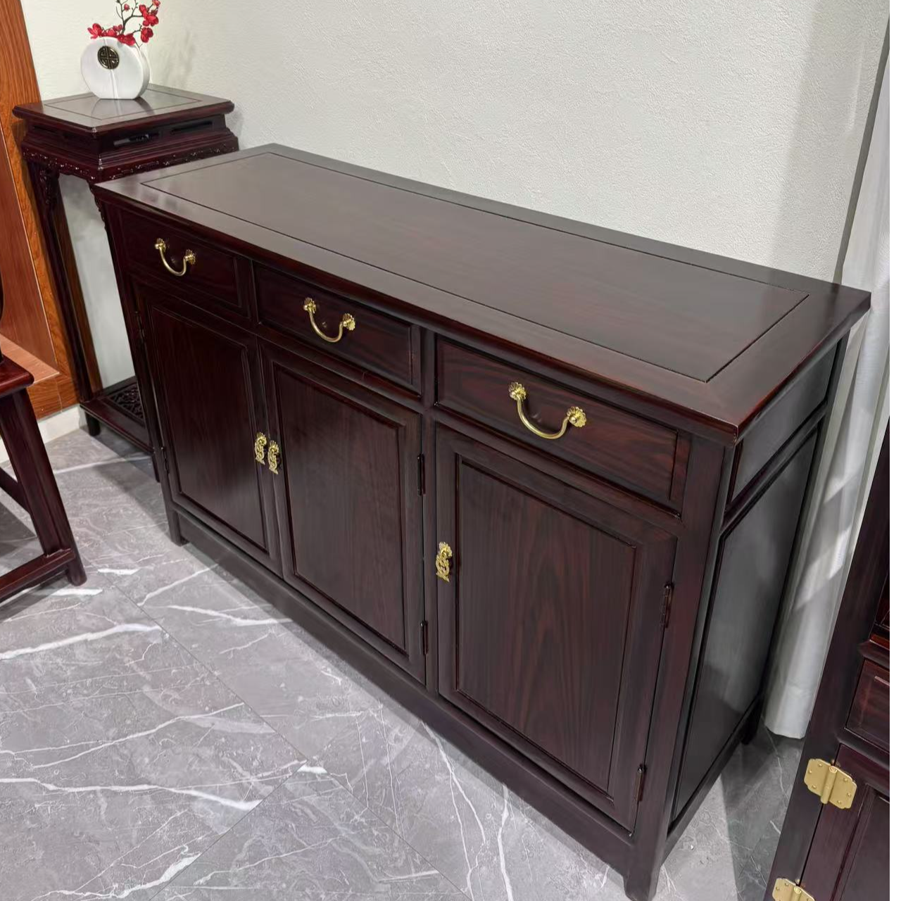 集韵红木 黑酸枝餐边柜储物柜置物柜120*40*80