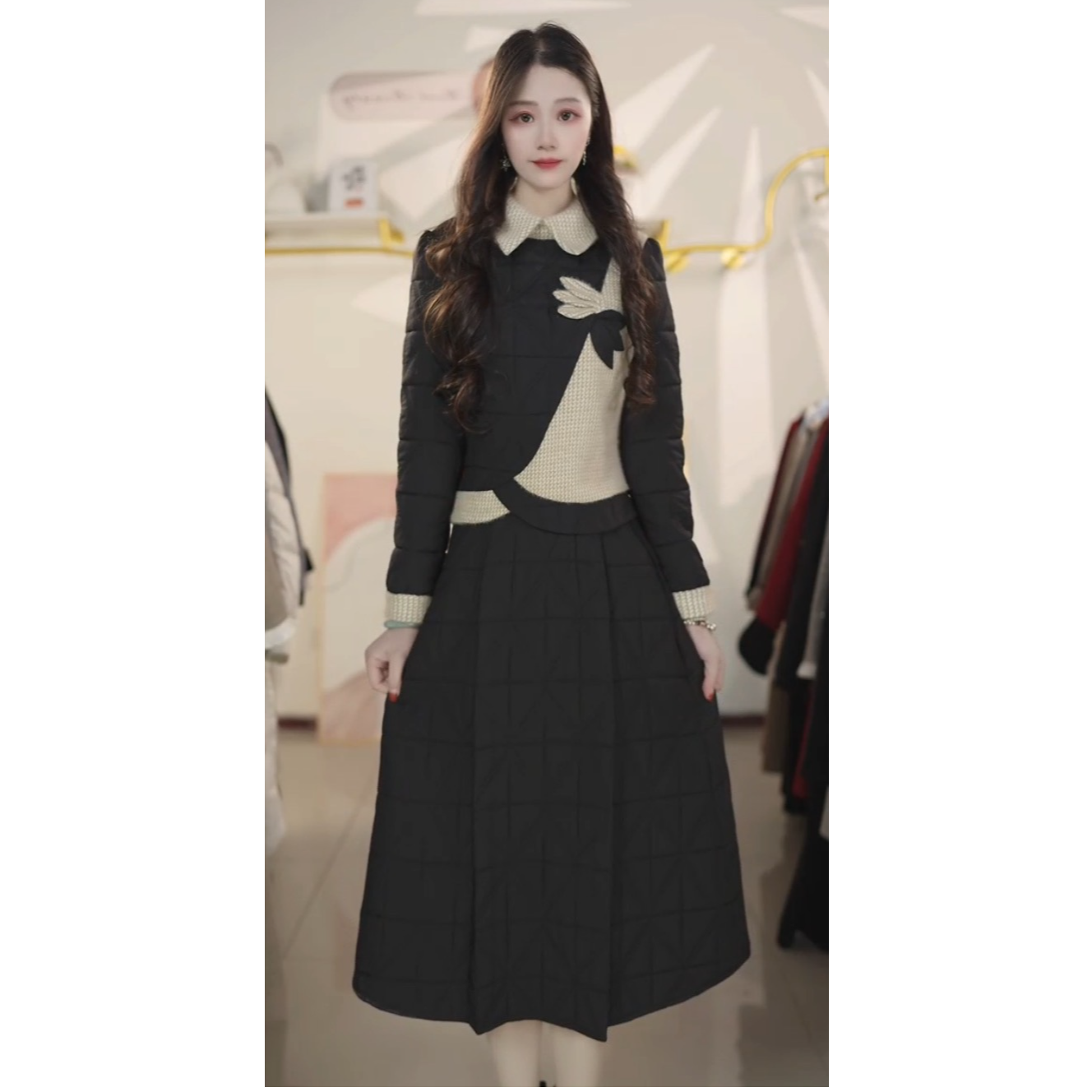 气质时尚拼接加厚上衣2025秋冬新款洋气高级感显瘦上衣Y761201