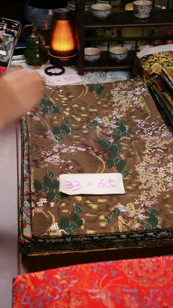 【微瑕西阵织世外桃源双面】中国风干泡织锦茶席33*65