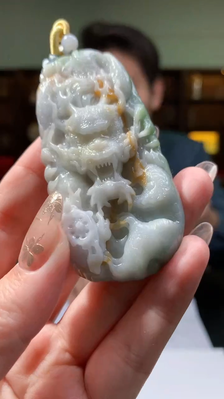 【闪购商品】定制翡翠未镶嵌8035yx-毛货挂件73