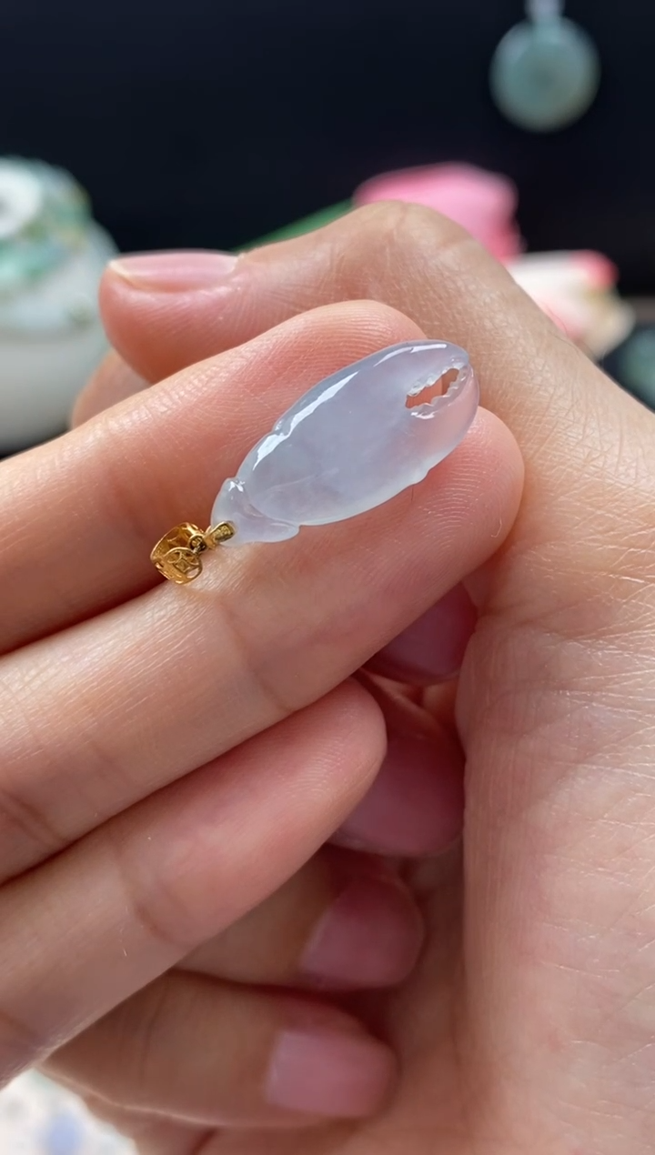 【闪购商品】翡翠颈饰18K金镶嵌翡翠冰晴裸石吊坠