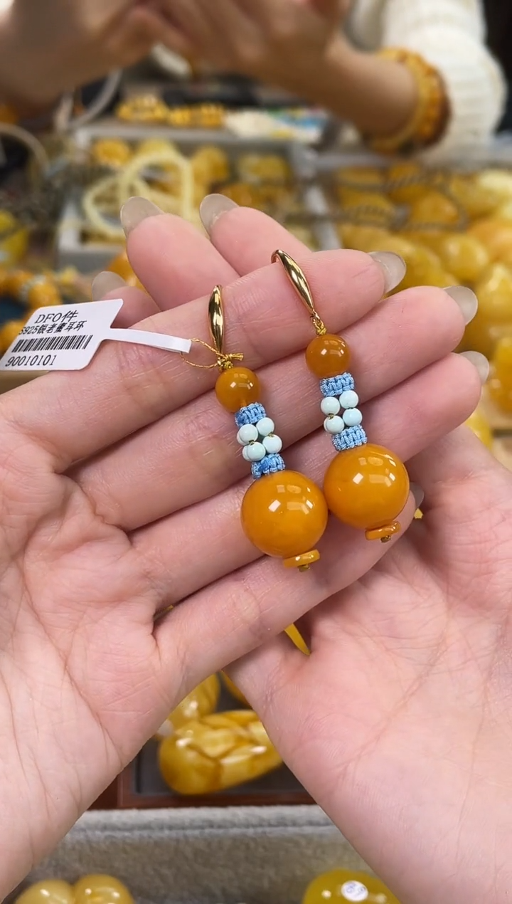 裸石琥珀银S925镶嵌J36