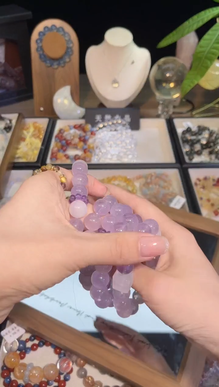 未镶嵌手串水晶金****8粉水晶雪花幽灵