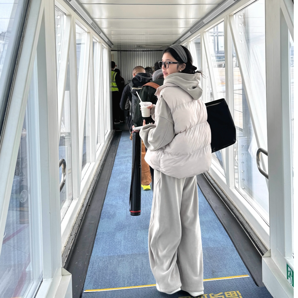 双面奥粒绒加绒加厚连帽套装女秋冬宽松慵懒外套休闲阔腿裤两件套