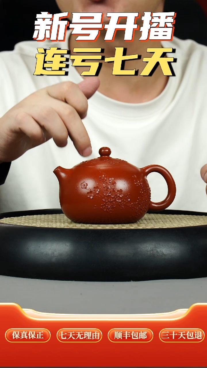 茶壶紫砂大红袍梅花贴花西施