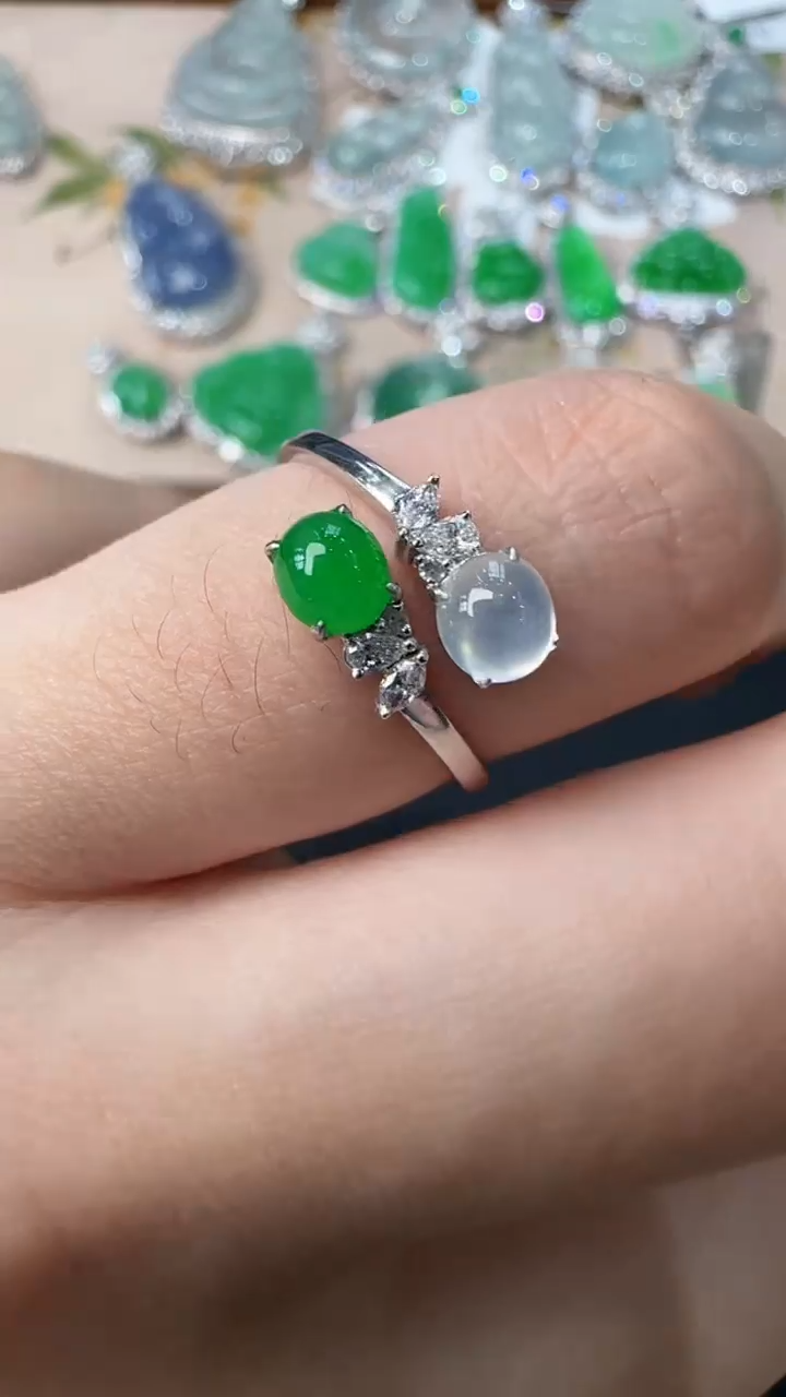 【闪购商品】翡翠戒指18K金镶嵌戒指24