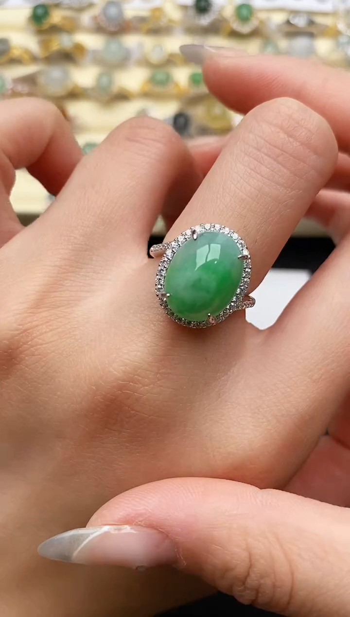 【闪购商品】翡翠戒指银S925镶嵌333333333+4