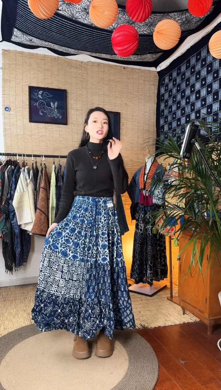 【闪购商品】设计师款蓝染裙子