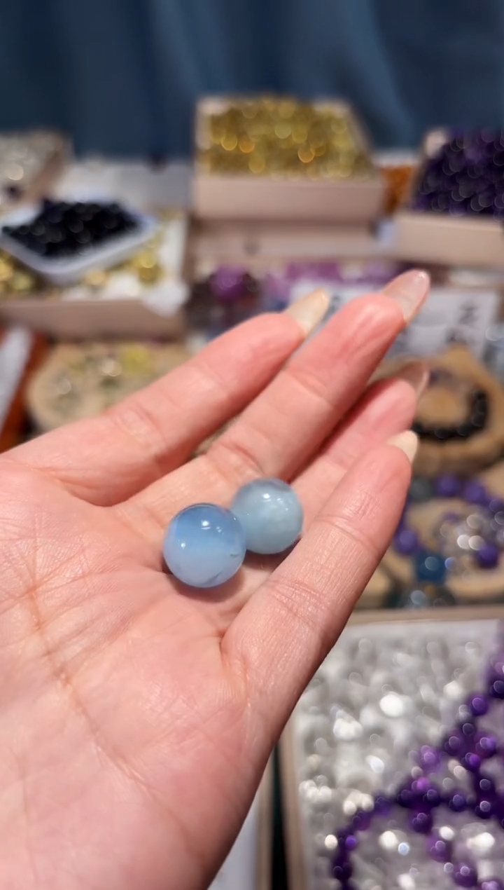 未镶嵌手串海蓝宝石蓝天白云卡14单珠