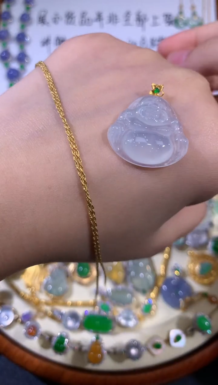 套链18K金镶嵌翡翠31佛公套链