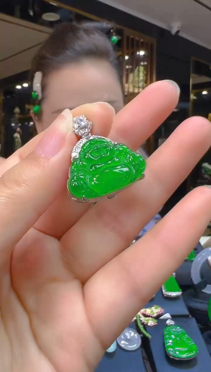 翡翠银S925镶嵌吊坠(赠链)015（多样性发其一）