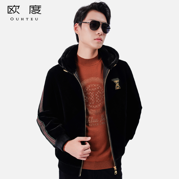 OUHTEU/欧度【诺克熊】25秋冬新品男士连帽保暖舒适外套7665