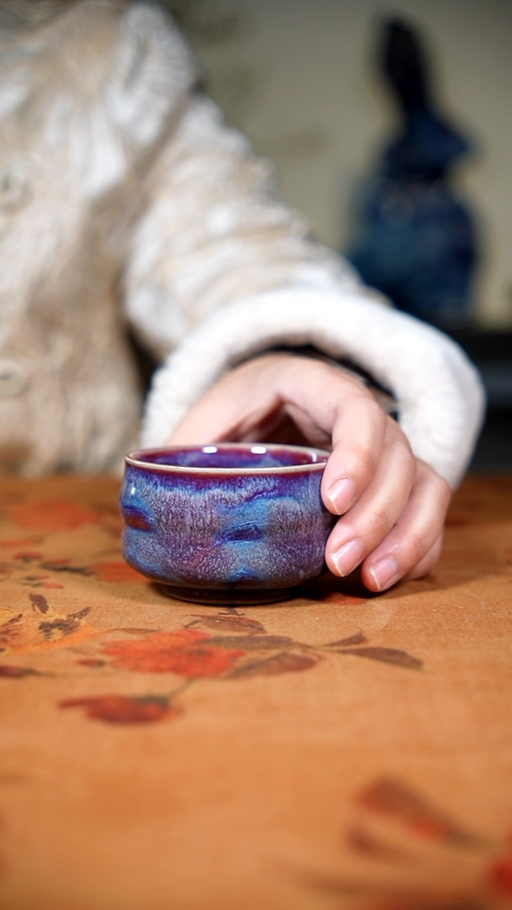 原矿石钧瓷茶器摆件