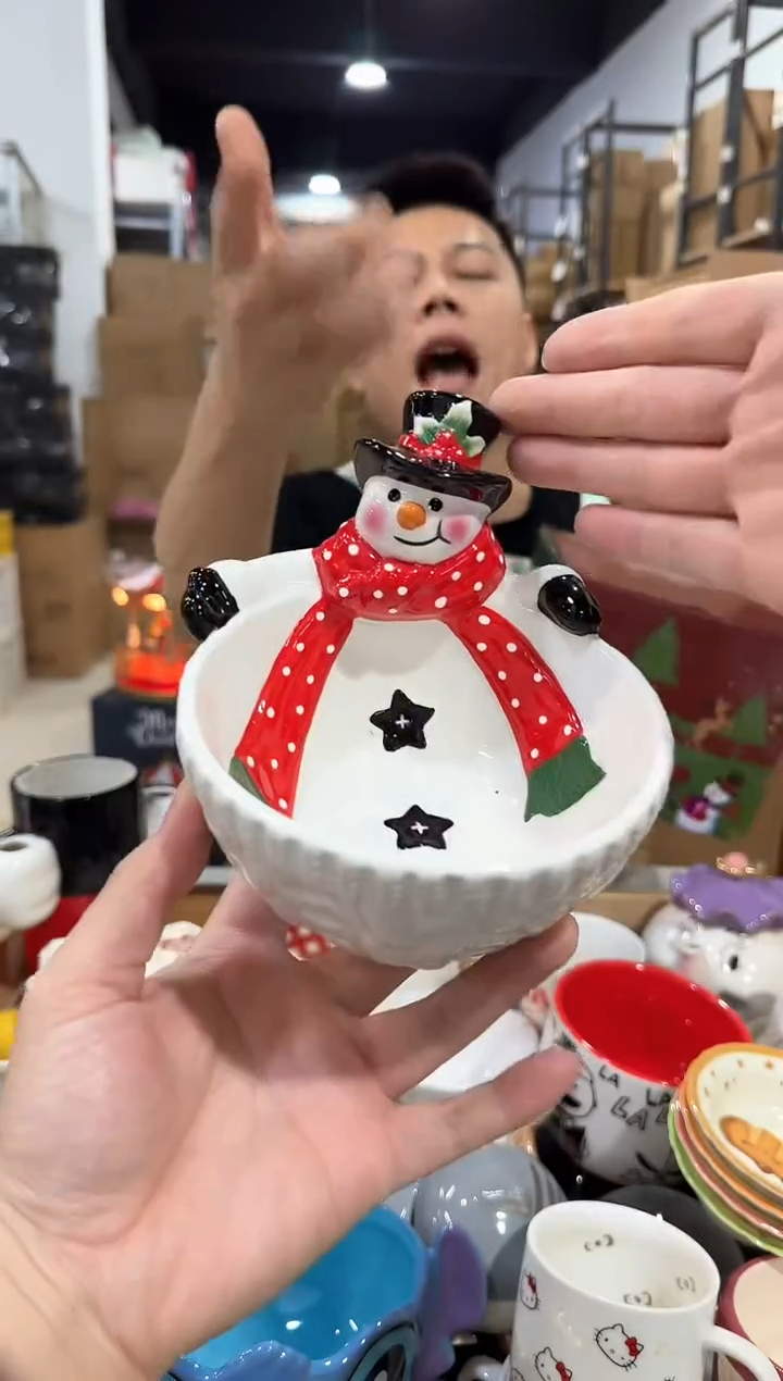 瓷片原盒雪人碗 
