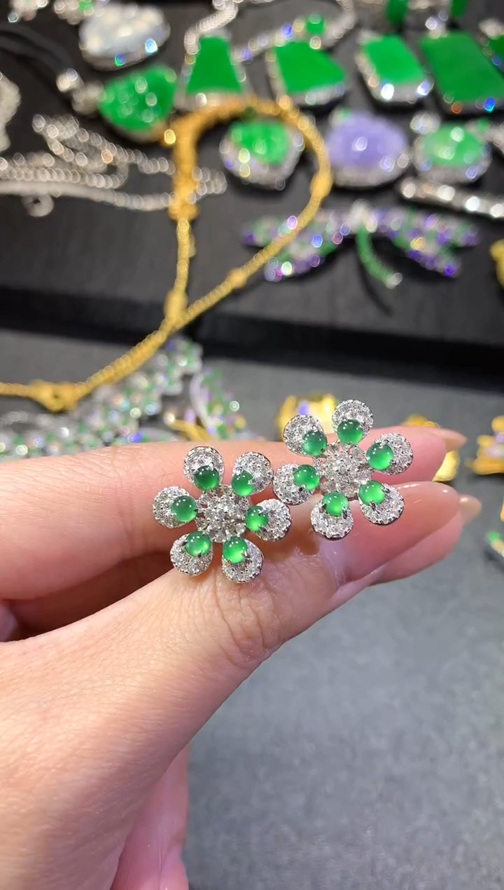 【闪购商品】翡翠耳饰银S925镶嵌236耳饰（多样性发货一件