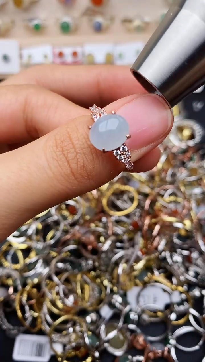 【闪购商品】翡翠戒指银S925镶嵌缅甸翡翠