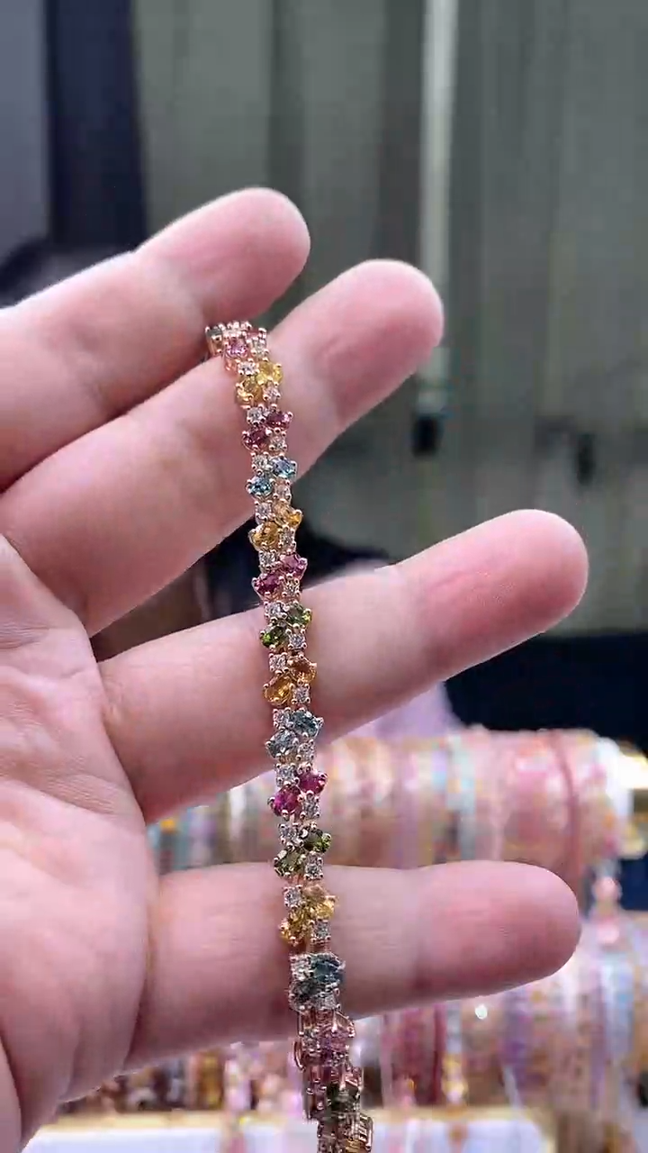 【闪购商品】碧玺手链银S925镶嵌34354354345354