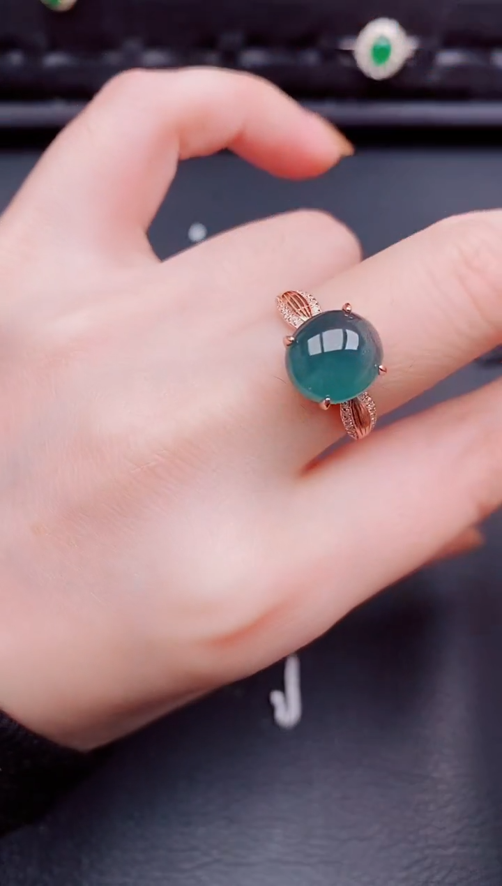 【闪购商品】翡翠戒指银S925镶嵌天然a货翡翠723