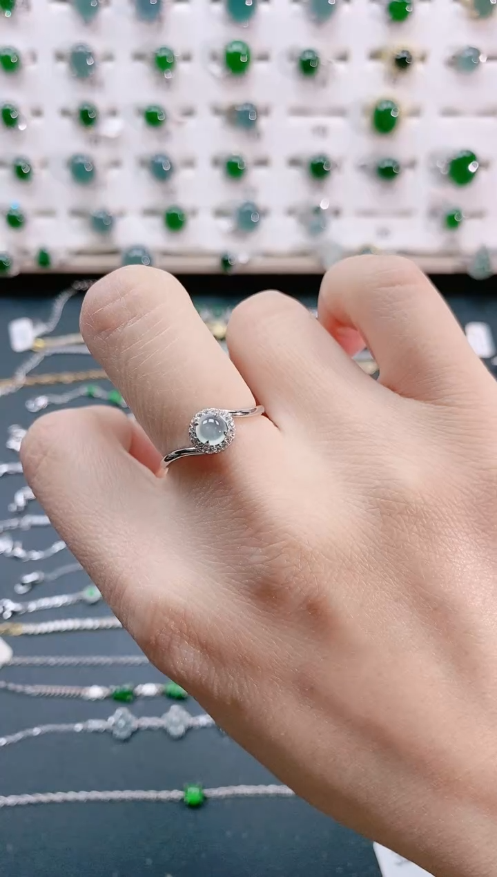 【闪购商品】翡翠戒指银S925镶嵌天然翡翠