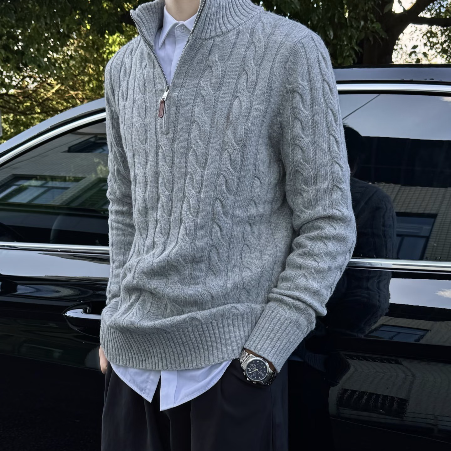 【马家专属】好命哥同款老钱风半拉链羊毛衫-男女同款