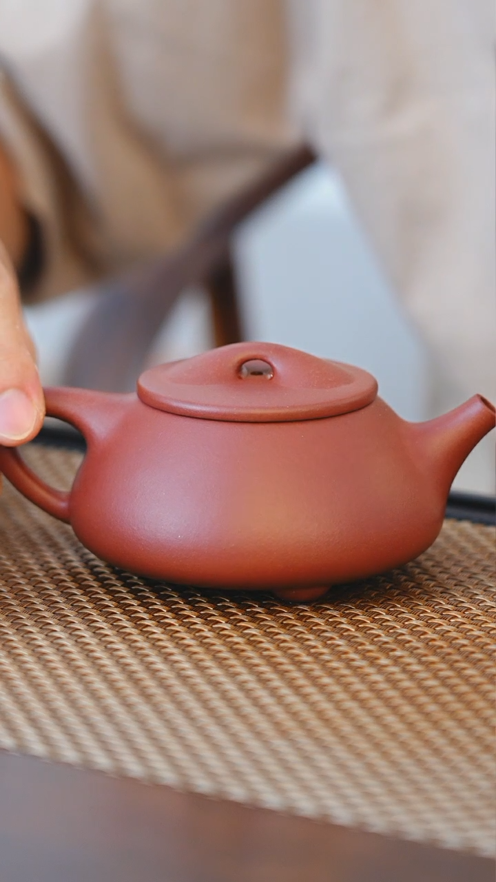 茶壶紫砂宜兴原矿紫砂壶 景舟瓢 220cc 红皮龙 紫泥