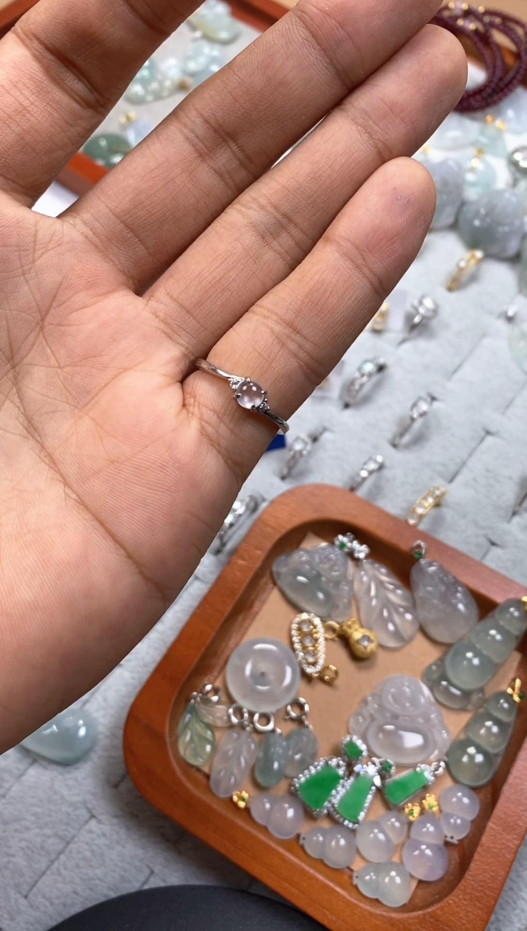 颈饰银S925镶嵌翡翠微****️戒指