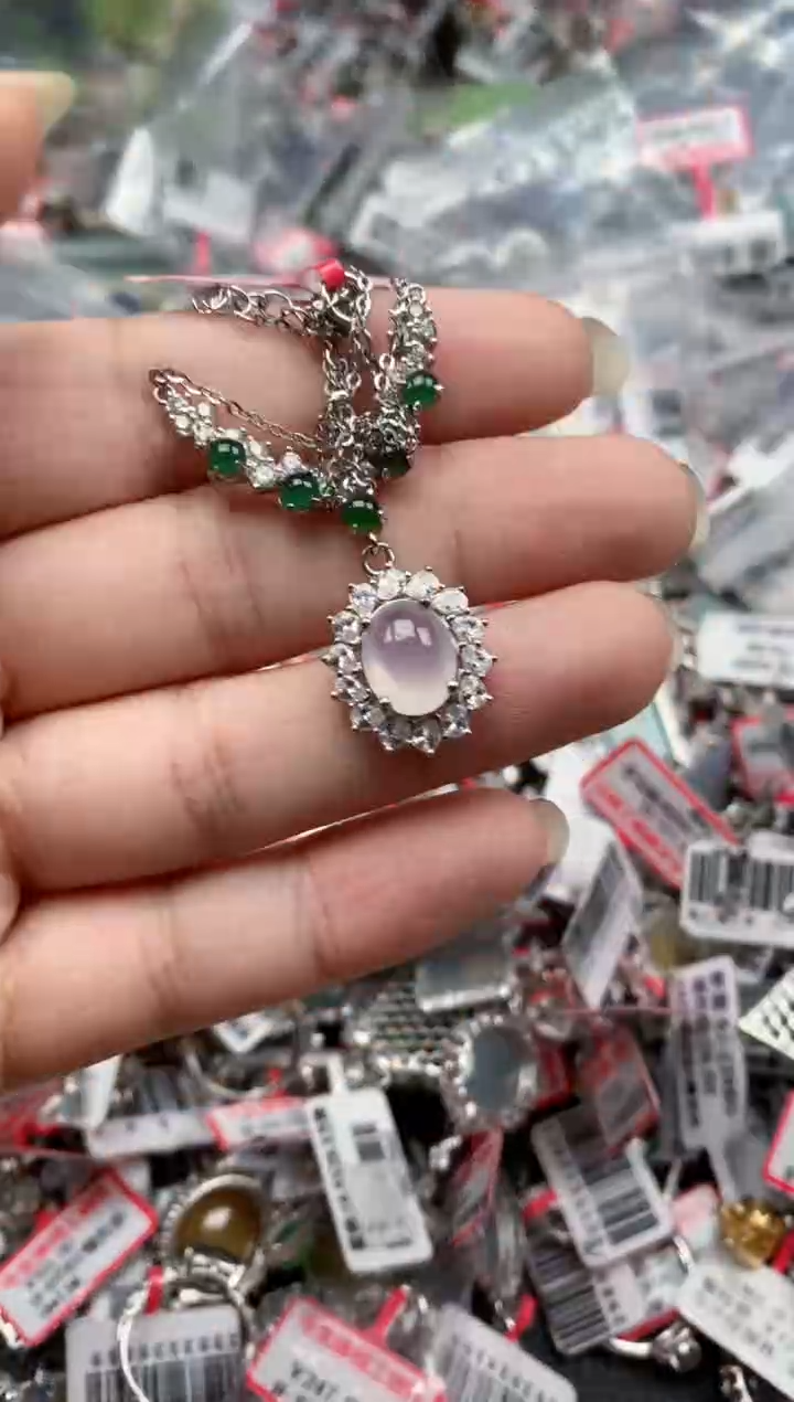 银S925镶嵌戒指翡翠天然A货缅甸翡翠