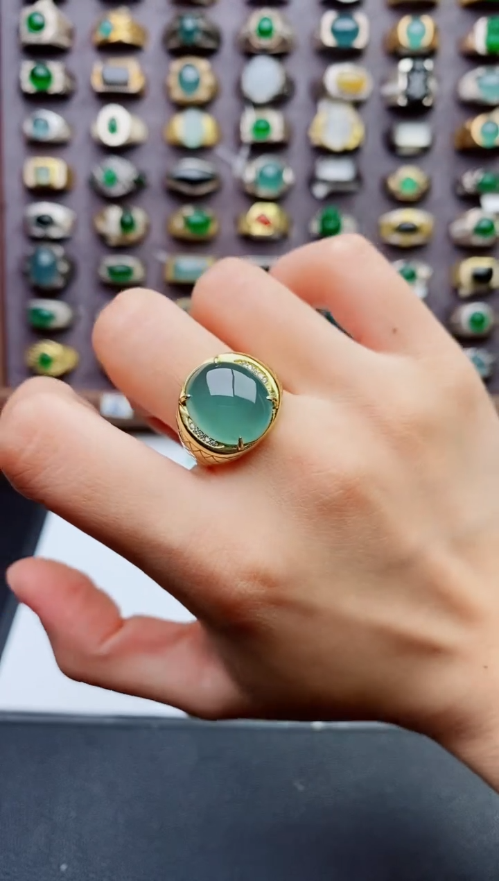 翡翠戒指未镶嵌天然翡翠男戒