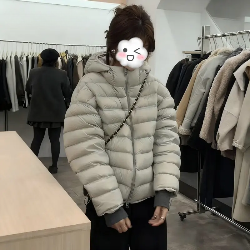 MISU/糜素韩系泡芙排骨连帽棉服外套冬季宽松保暖羽绒棉衣手塞棉