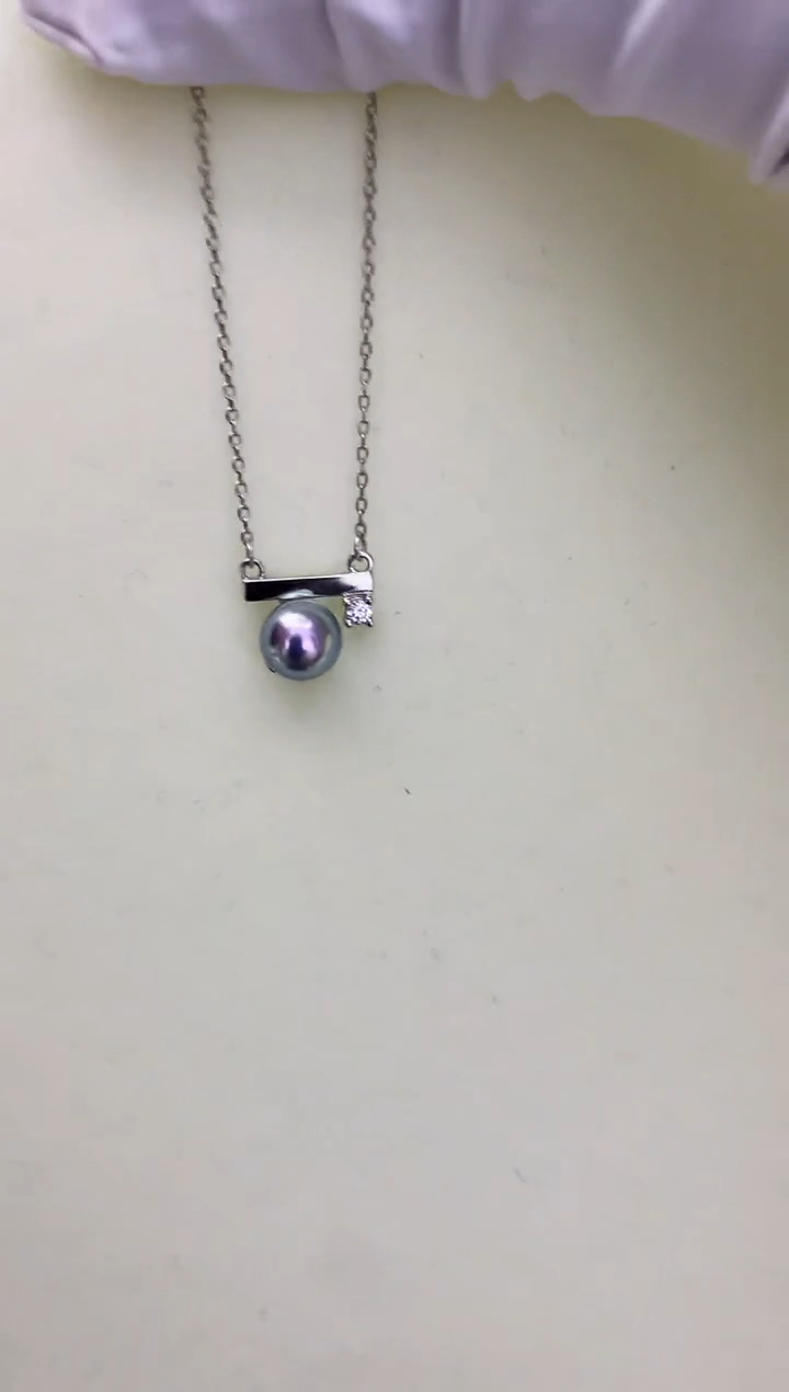 银S925镶嵌DA海水珍珠 灰珠套链 GD088