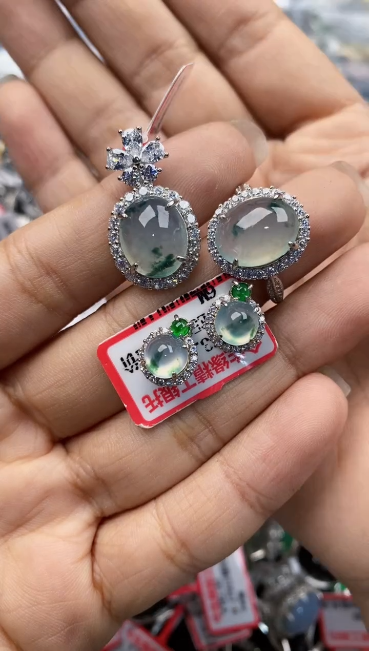 银S925镶嵌戒指翡翠444---8