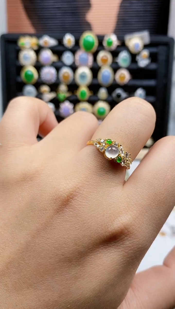 银S925镶嵌戒指翡翠4