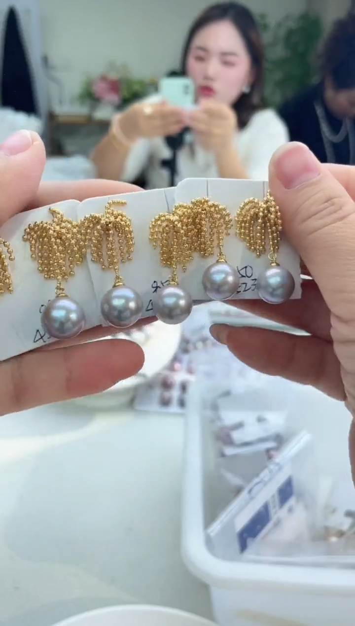 未镶嵌耳饰淡水珍珠灰色系 烟花设计款(多样性发一）