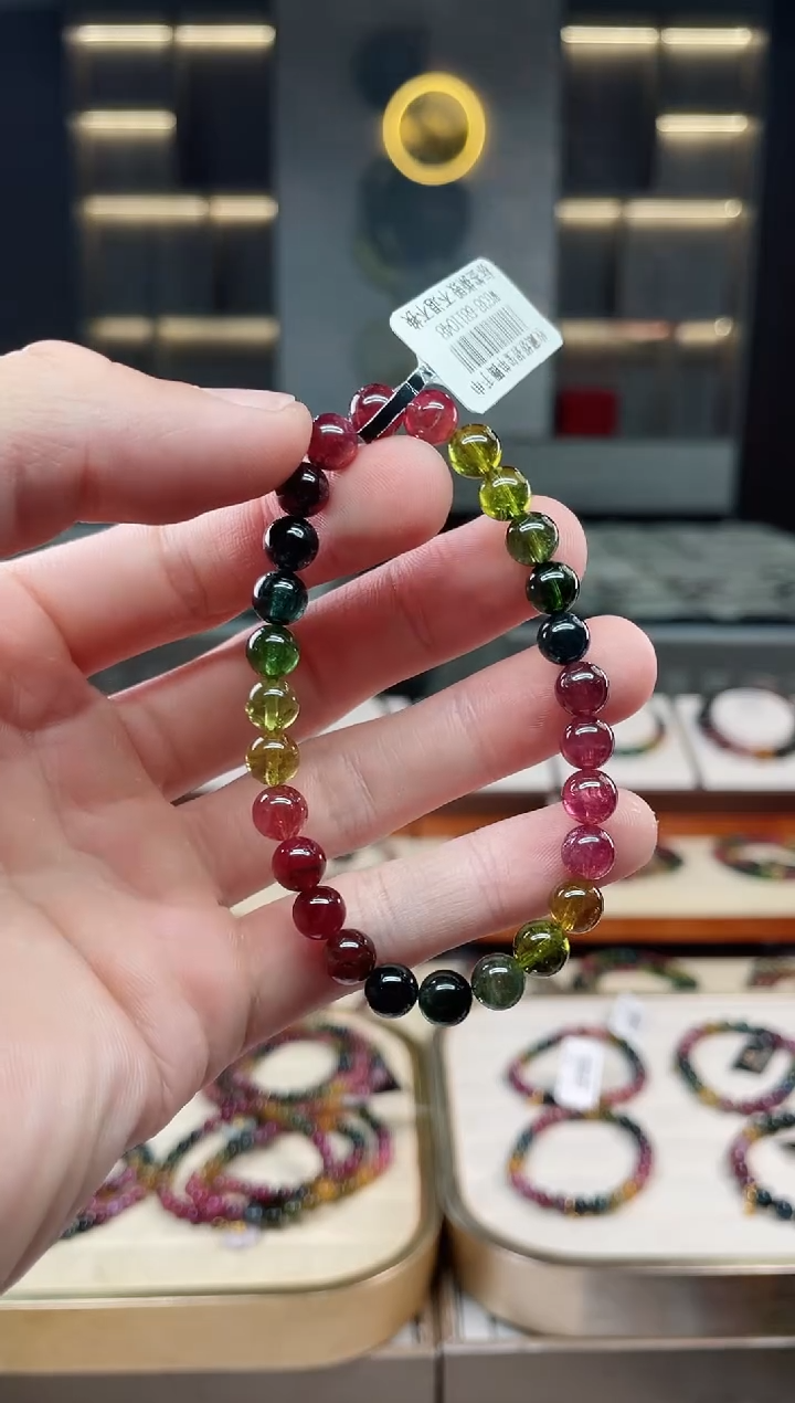 未镶嵌冰透体老矿碧玺单圈手串6mm+碧玺多样性发一条xion