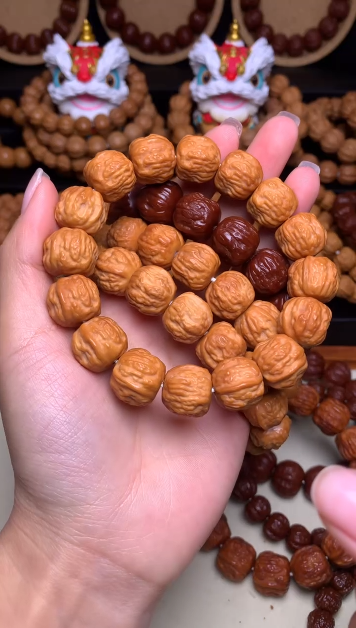 【闪购商品】文玩核桃手串15-16mm金蟾蛤蟆头龙炎料深雕全品