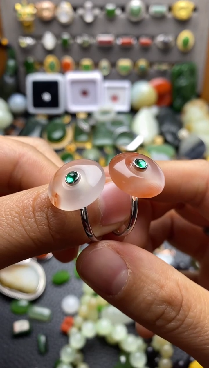 银S925镶嵌南红玛瑙珠宝半成品?****?戒指