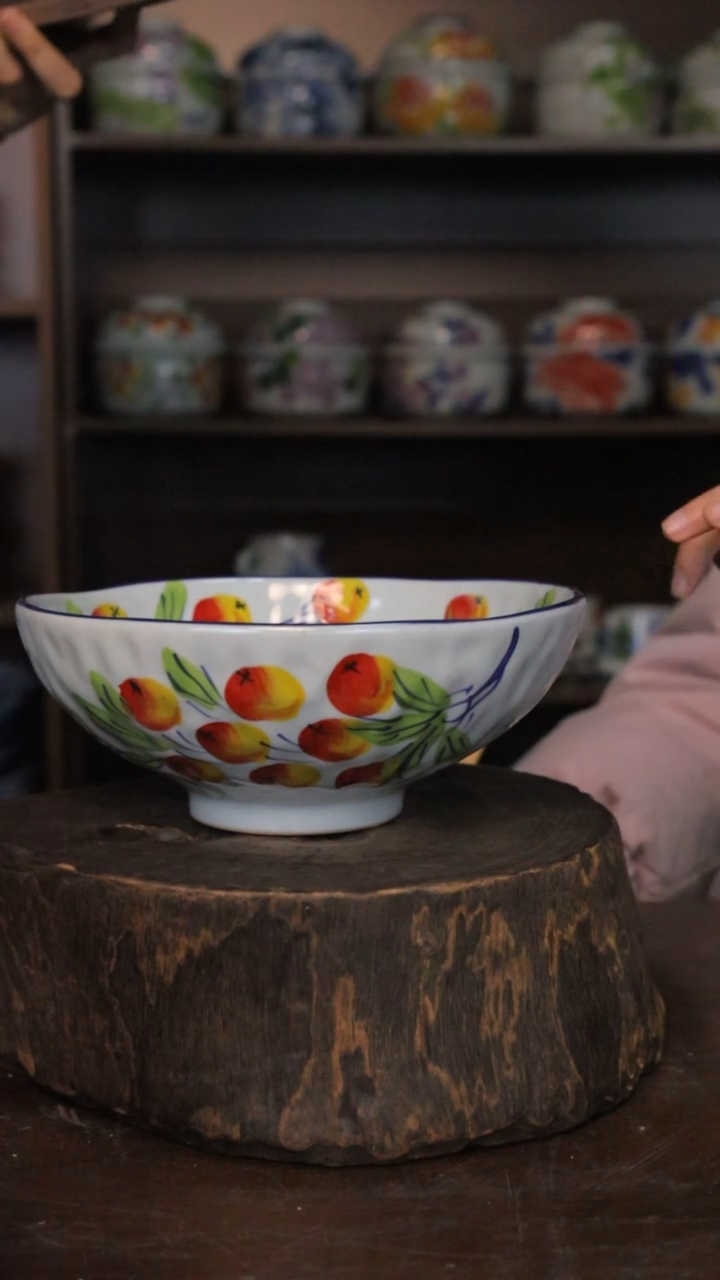 【闪购商品】椿野8寸锤纹大碗（枇杷）C054