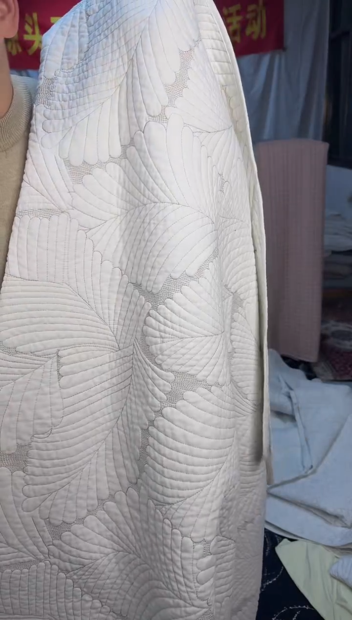 棉芭蕉叶白色230*250纯棉单床盖