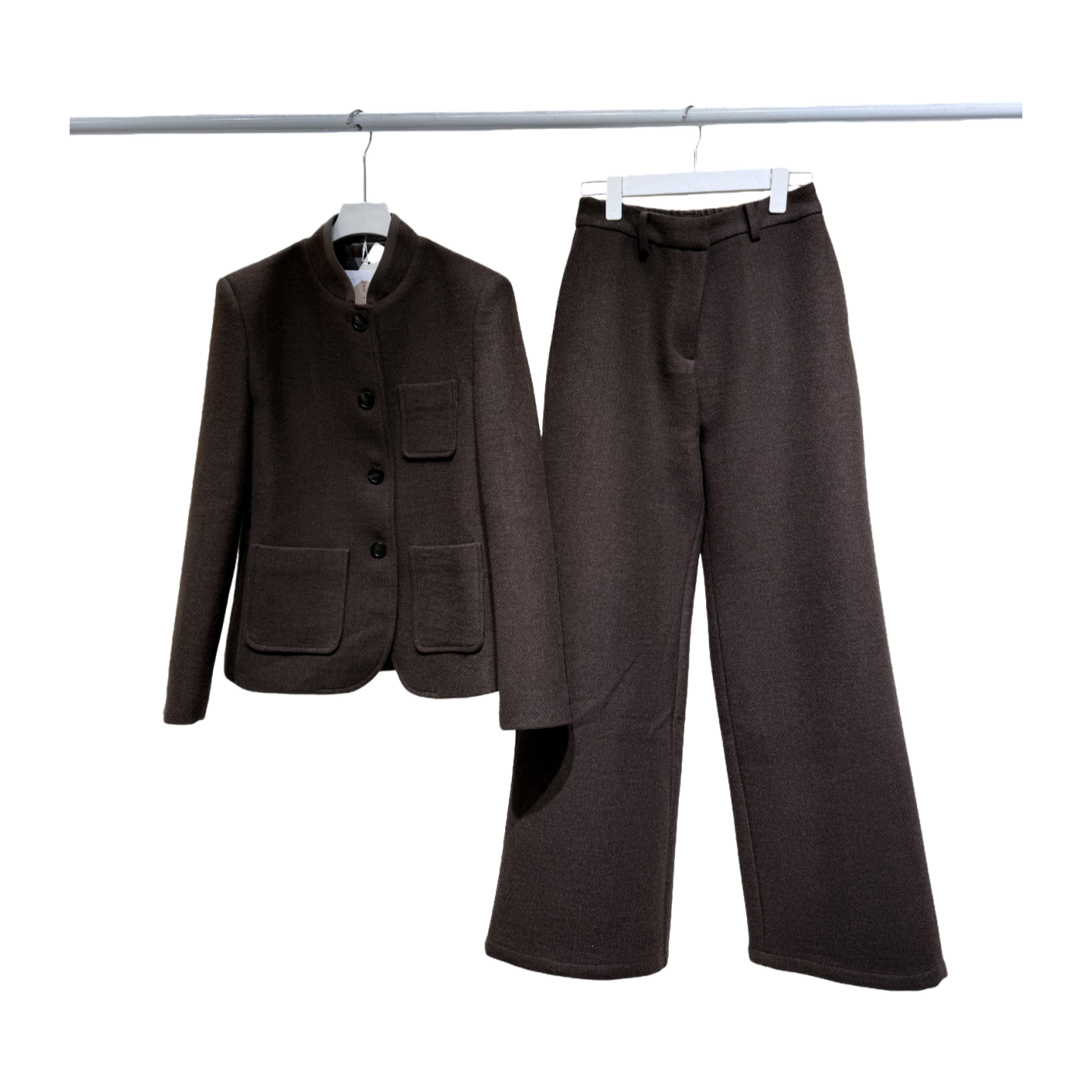 BY 2101老钱风羊毛混纺立领外套+高腰长裤时尚套装