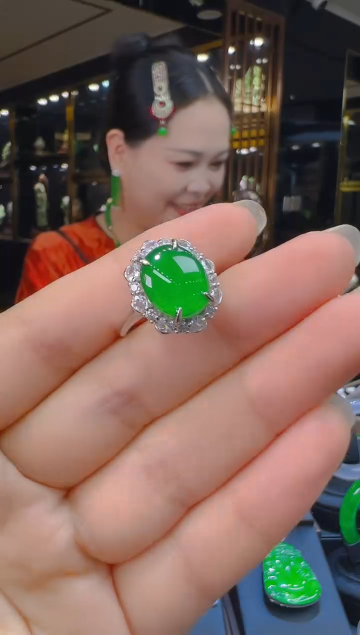 翡翠戒指银S925镶嵌003（多样性发其一）