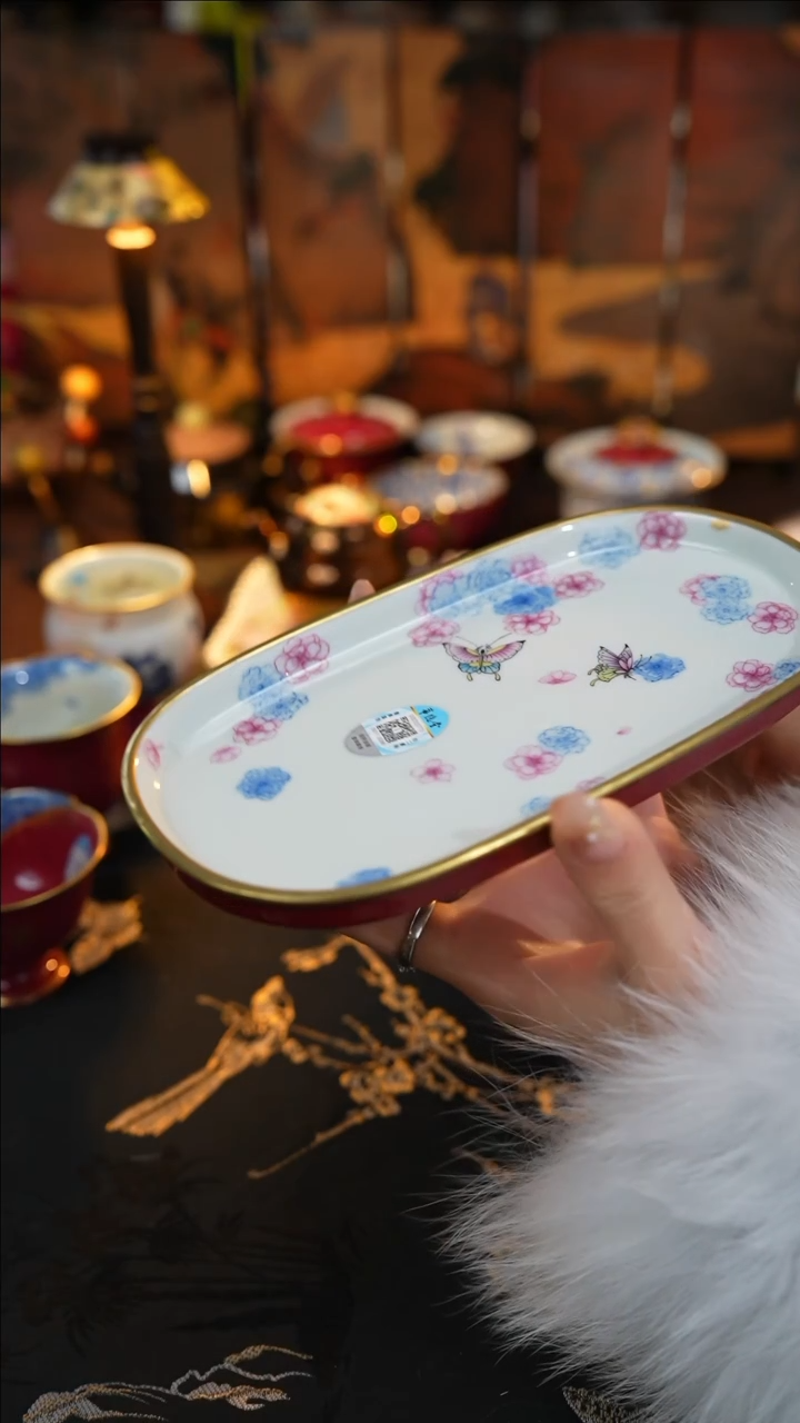 【闪购商品】景德镇手工手绘hua隐堂花卉壶承