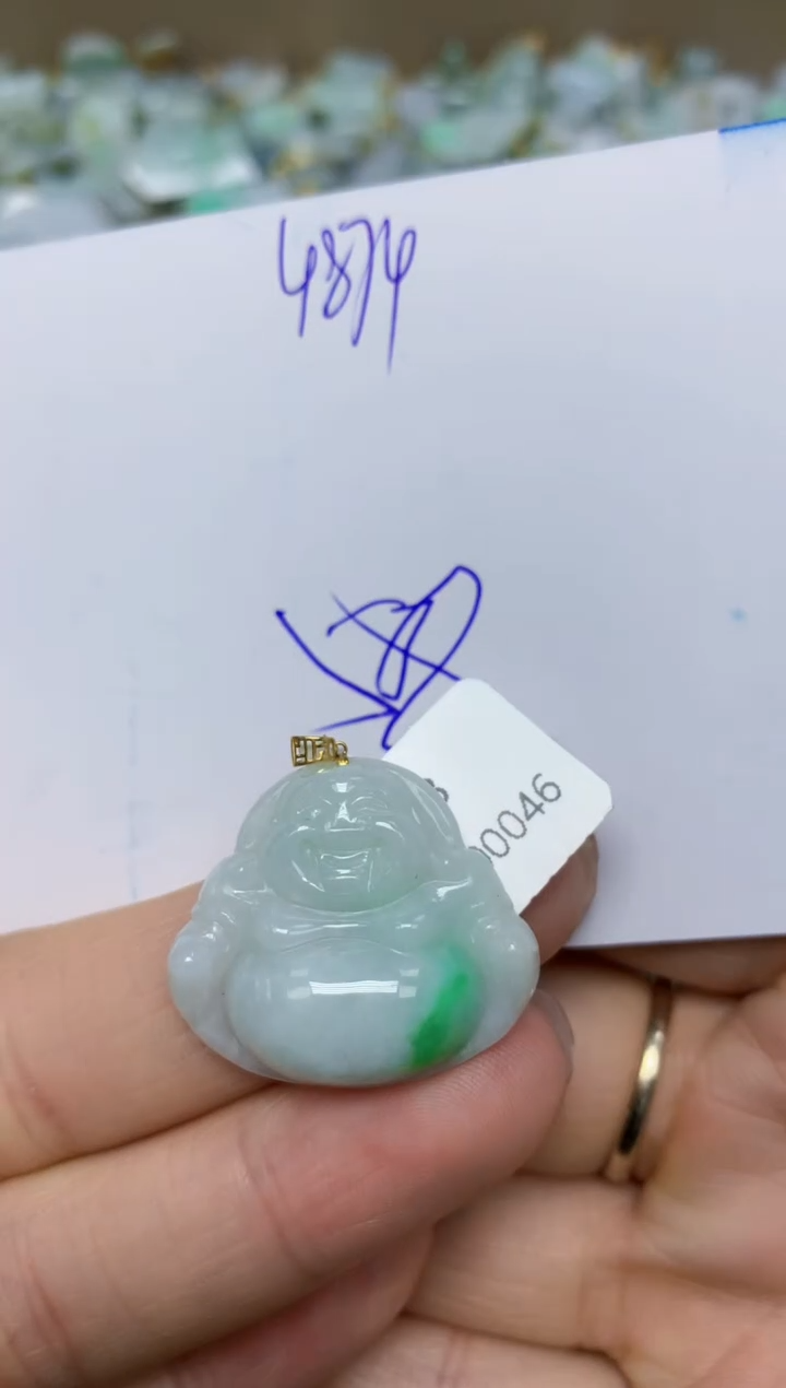 【闪购商品】翡翠挂件18K金镶嵌 天然翡翠A货